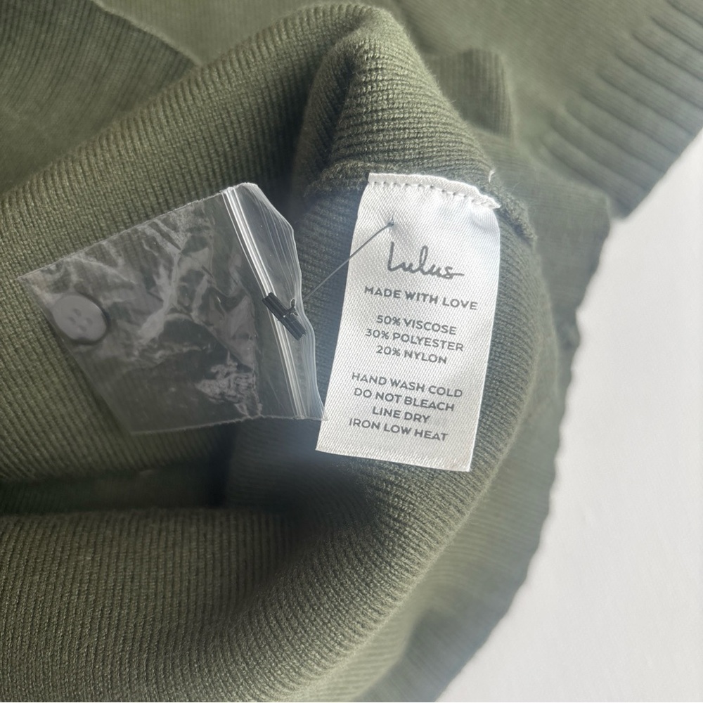 Lulus NWT Sz‎ M Sweater Dress Mini Olive Green Forest Fairy Academia Career - Picture 6 of 7